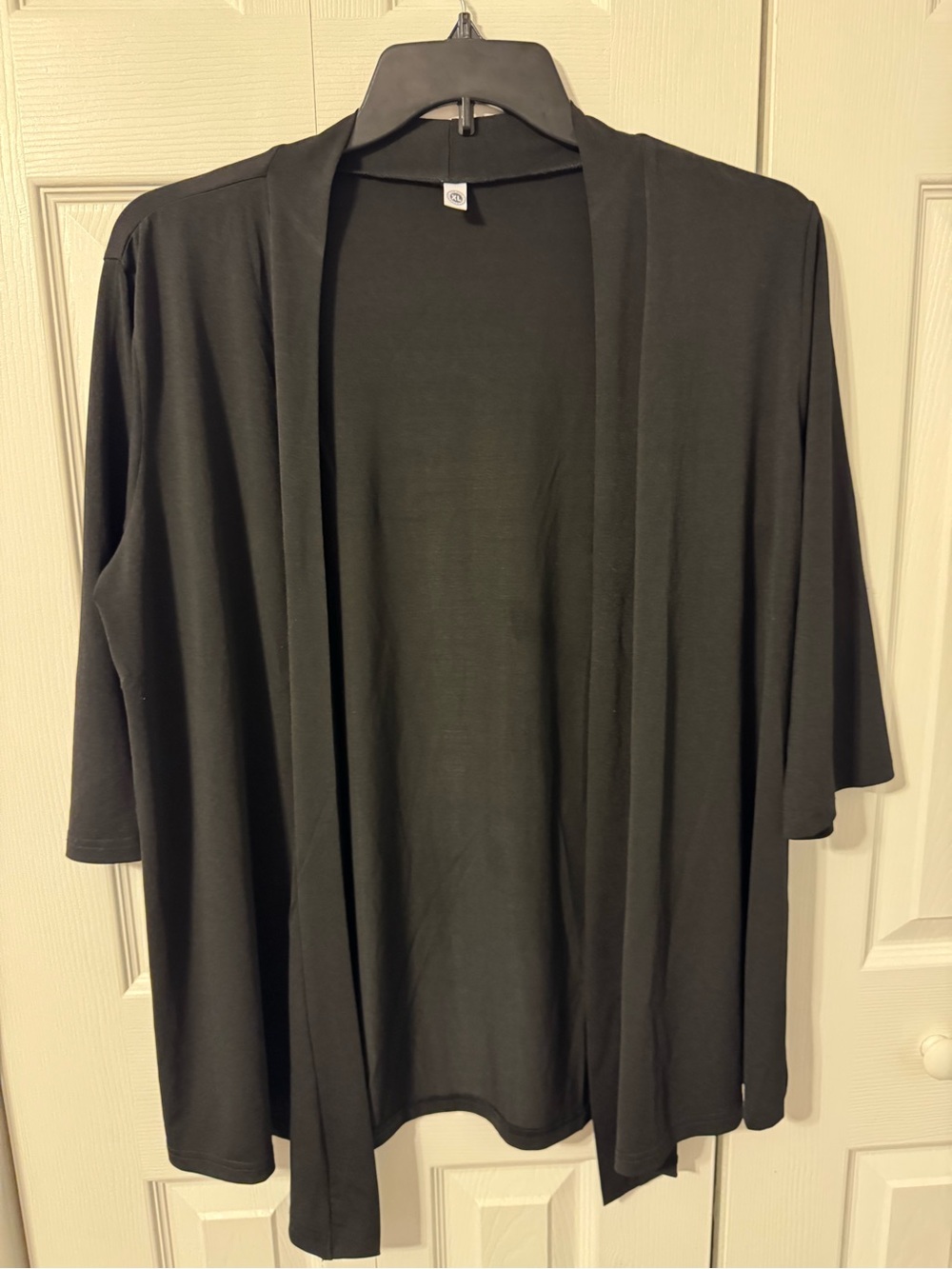 Black Draped Open-Front Cardigan